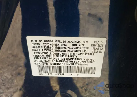 2015 Acura Mdx Technology from USA, damaged, VIN 5FRYD4H46FB013270